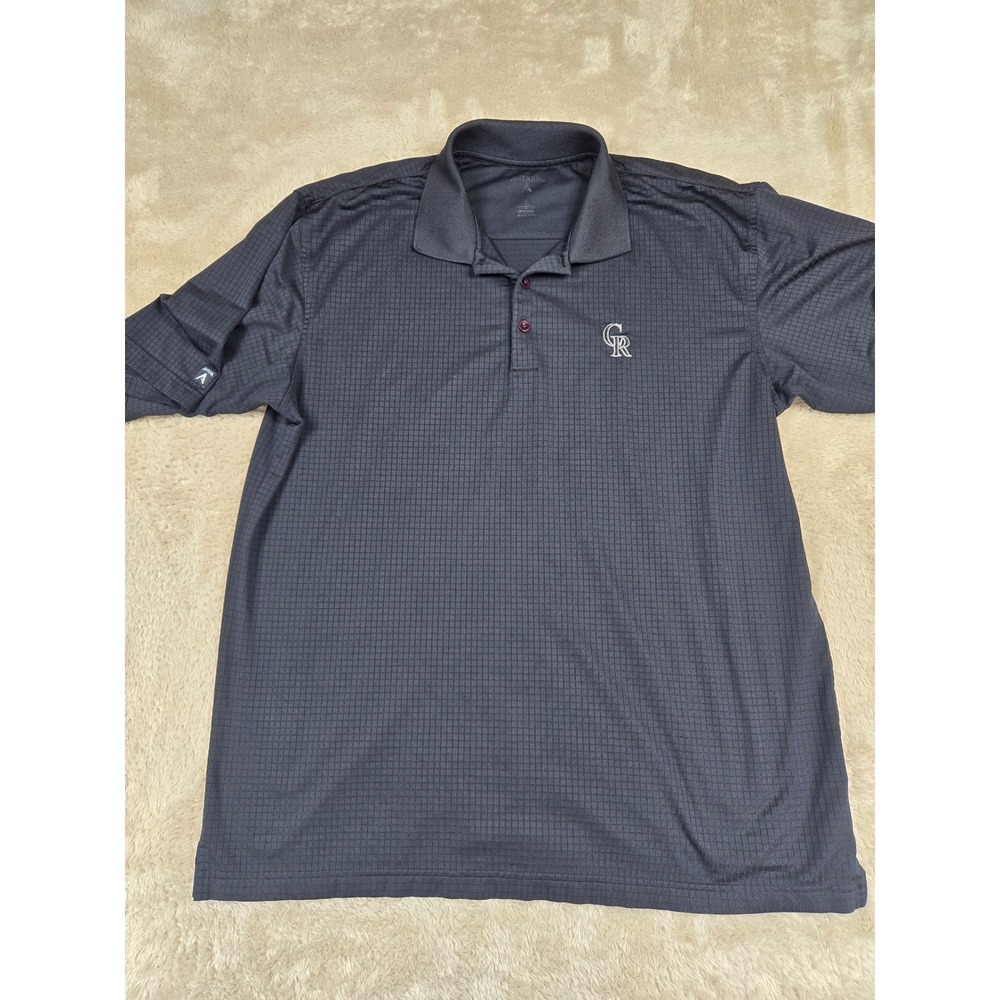 Vintage Antigua Colorado Rockies CR Logo Golf Polo Men Size L‎ Black Performance